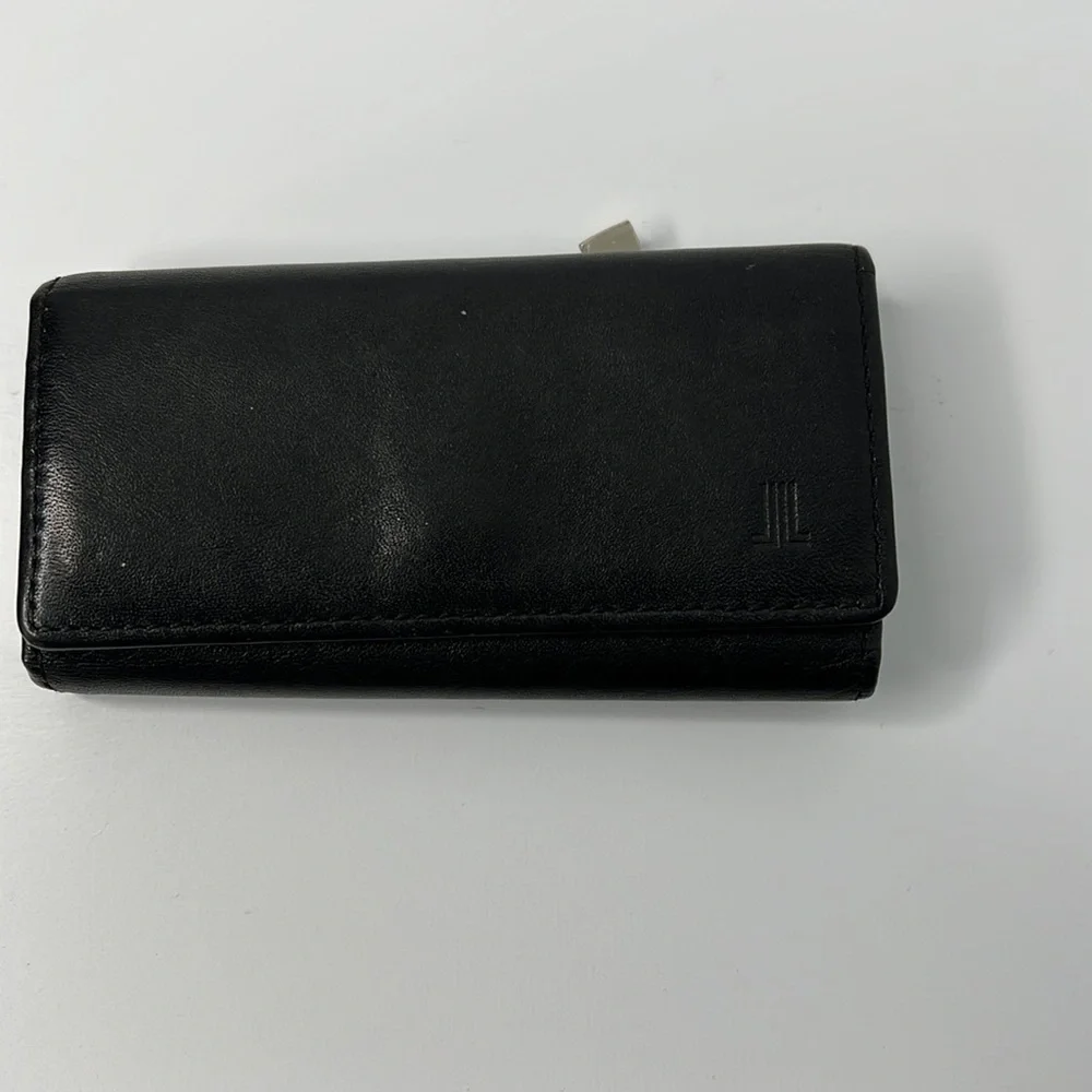 Lanvin key holder with key ring - black leather with silver hardware